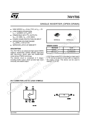 74V1G05STR Datasheet PDF STMicroelectronics