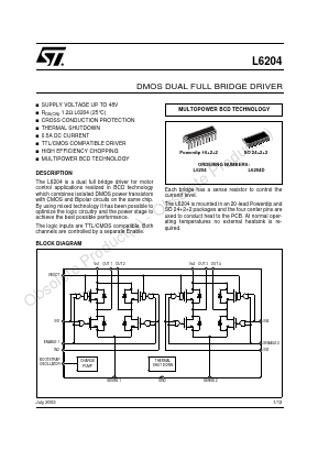 L6204 Datasheet PDF STMicroelectronics