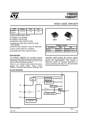 VN800S Datasheet PDF STMicroelectronics