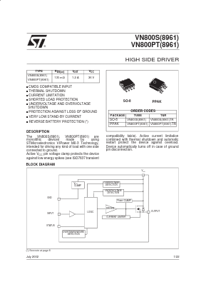 VN800PT-8961 Datasheet PDF STMicroelectronics