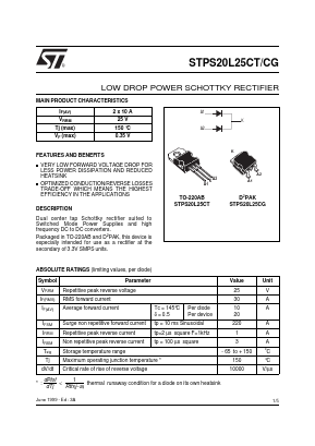STPS20L25CT Datasheet PDF STMicroelectronics