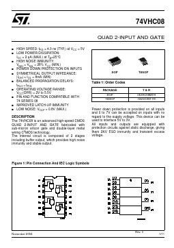 74VHC08MTR Datasheet PDF STMicroelectronics
