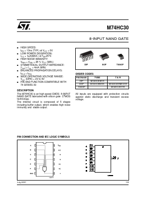 M74HC30B1R Datasheet PDF STMicroelectronics