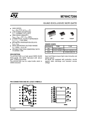 M74HC7266B1R Datasheet PDF STMicroelectronics