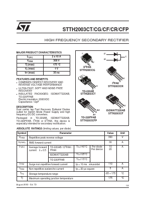 STTH2003CR Datasheet PDF STMicroelectronics