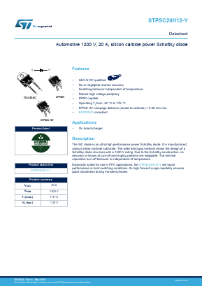 STPSC20H12DY Datasheet PDF STMicroelectronics