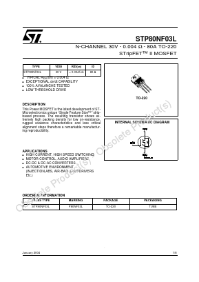 P80NF03L Datasheet PDF STMicroelectronics