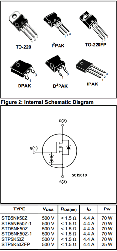 STB5NK50Z-1 Datasheet PDF STMicroelectronics