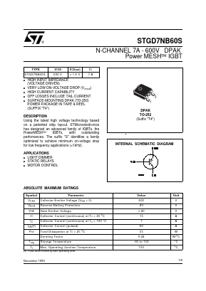 STGD7NB60ST4 Datasheet PDF STMicroelectronics