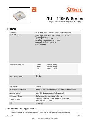 NUA1106W Datasheet PDF STANLEY ELECTRIC CO.,LTD.