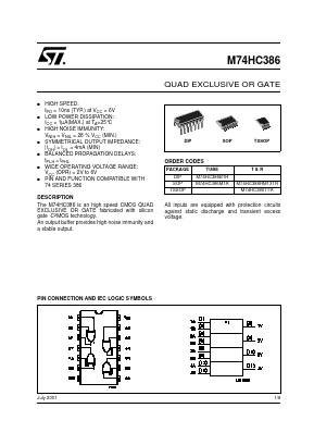 M74HC386B1R Datasheet PDF STMicroelectronics