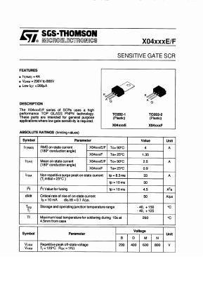 X0402NE Datasheet PDF STMicroelectronics