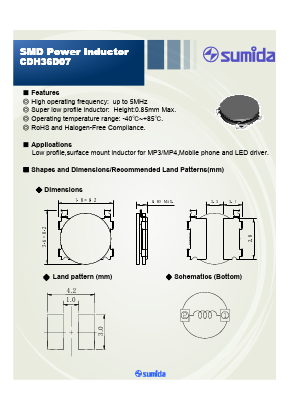 CDH36D07NP-100MC Datasheet PDF Sumida Corporation