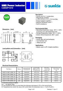 C2DEP1010NP-120MC-120 Datasheet PDF Sumida Corporation
