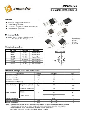 5N50D Datasheet PDF SUNMATE electronic Co., LTD