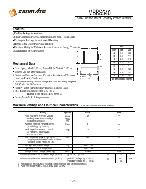 MBRS540 Datasheet PDF SUNMATE electronic Co., LTD