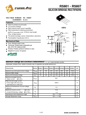 RS801 Datasheet PDF SUNMATE electronic Co., LTD