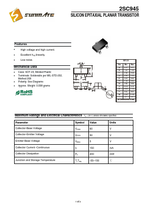 2SC945H Datasheet PDF SUNMATE electronic Co., LTD