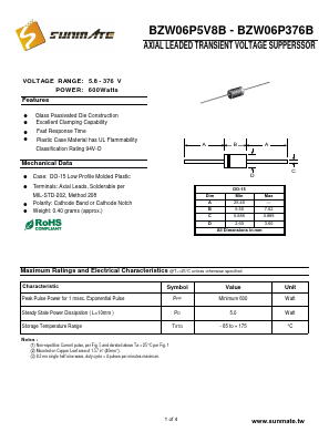 BZW06-5V8B Datasheet PDF SUNMATE electronic Co., LTD