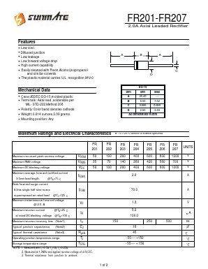 FR207 Datasheet PDF SUNMATE electronic Co., LTD