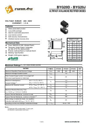 BYG20D Datasheet PDF SUNMATE electronic Co., LTD