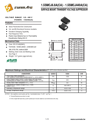 1.5SMCJ27CA Datasheet PDF SUNMATE electronic Co., LTD