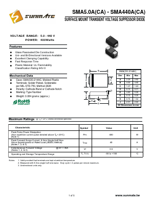 SMA190A Datasheet PDF SUNMATE electronic Co., LTD