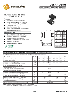 US5A Datasheet PDF SUNMATE electronic Co., LTD