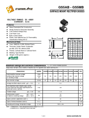 GS5AB Datasheet PDF SUNMATE electronic Co., LTD