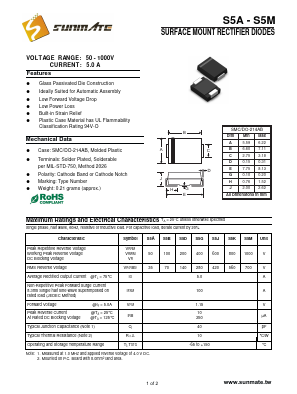 S5A Datasheet PDF SUNMATE electronic Co., LTD