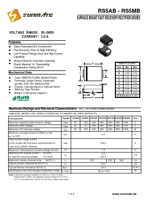 RS5AB Datasheet PDF SUNMATE electronic Co., LTD
