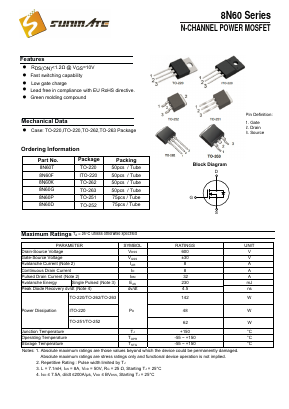 8N60T Datasheet PDF SUNMATE electronic Co., LTD