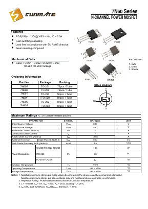 7N60 Datasheet PDF SUNMATE electronic Co., LTD