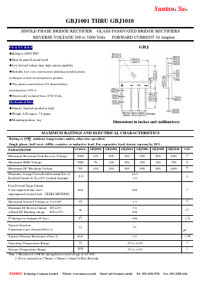 GBJ1010 Datasheet PDF Suntan Capacitors