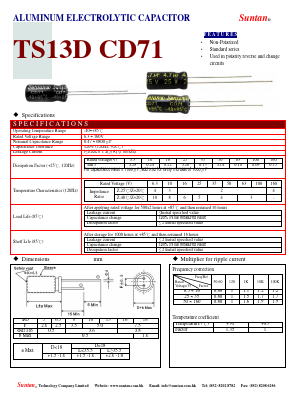 TS13DF-CD71 Datasheet PDF Suntan Capacitors