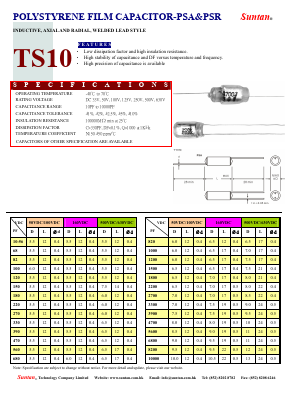 TS10 Datasheet PDF Suntan Capacitors