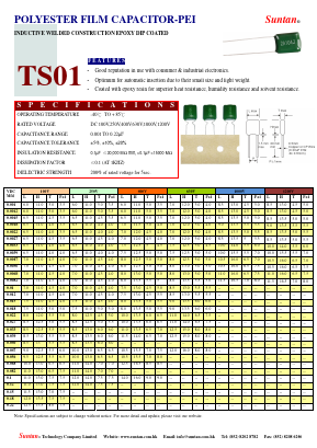 TS01 Datasheet PDF Suntan Capacitors