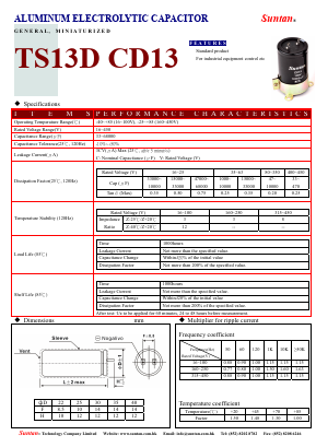 TS13DT-CD13 Datasheet PDF Suntan Capacitors