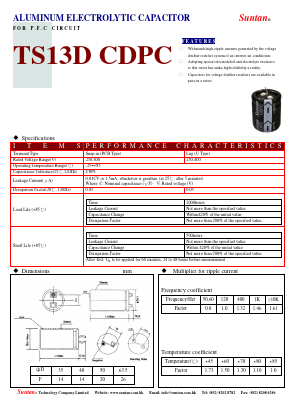 TS13DW-CDPC Datasheet PDF Suntan Capacitors