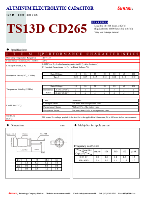 TS13DK-CD265 Datasheet PDF Suntan Capacitors