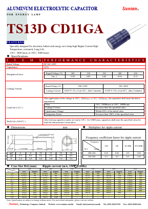 TS13D4-CD11GA Datasheet PDF Suntan Capacitors