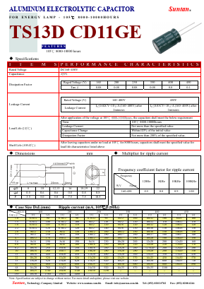 TS13D2-CD11GE Datasheet PDF Suntan Capacitors