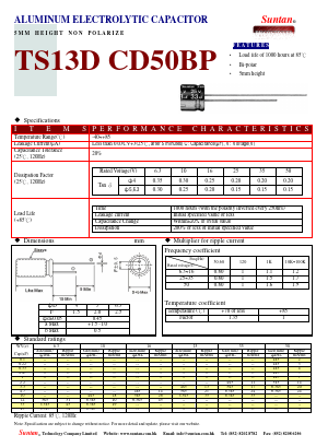 TS13DA-CD50BP Datasheet PDF Suntan Capacitors