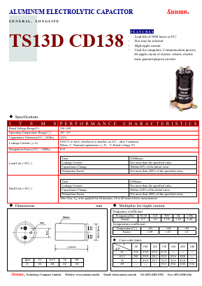 TS13DZ-CD138 Datasheet PDF Suntan Capacitors