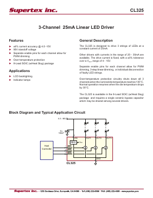 CL325 Datasheet PDF Supertex Inc