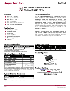 DN3535N8-G Datasheet PDF Supertex Inc