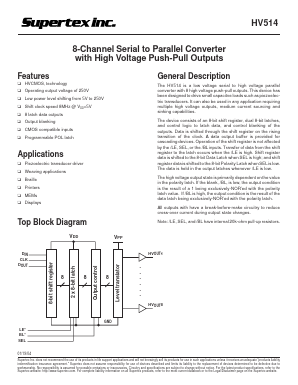 HV514WG Datasheet PDF Supertex Inc