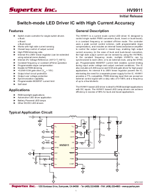 HV9911NG Datasheet PDF Supertex Inc