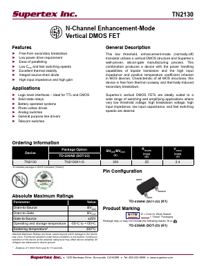 TN2130K1-G Datasheet PDF Supertex Inc