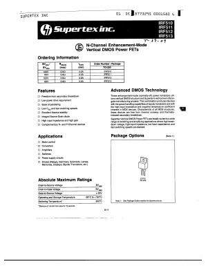 IRF510 Datasheet PDF Supertex Inc